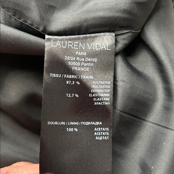 Lauren Vidal Paris Black Gold Metallic Stripe Accent Tailored Blazer Jacket SZ 2 - Picture 9 of 13